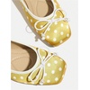 image:imageMakeMeChic Womens Bow Knot Polka Dots Ballet Flat Lace Mesh Beaded Closed Toe Summer Wedding ShoesYellow