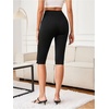 image:imageMakeMeChic Womens Capri Pants High Waisted Elastic Leggings Casual Yoga Going Out Dressy Capri PantsBlack With Pockets