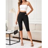 image:imageMakeMeChic Womens Capri Pants High Waisted Elastic Leggings Casual Yoga Going Out Dressy Capri PantsBlack With Pockets