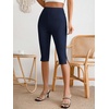 image:imageMakeMeChic Womens Capri Pants High Waisted Elastic Leggings Casual Yoga Going Out Dressy Capri PantsBlue