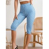 image:imageMakeMeChic Womens Capri Pants High Waisted Elastic Leggings Casual Yoga Going Out Dressy Capri PantsBlue and White
