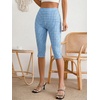 image:imageMakeMeChic Womens Capri Pants High Waisted Elastic Leggings Casual Yoga Going Out Dressy Capri PantsBlue and White