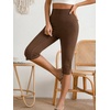 image:imageMakeMeChic Womens Capri Pants High Waisted Elastic Leggings Casual Yoga Going Out Dressy Capri PantsBrown