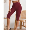 image:imageMakeMeChic Womens Capri Pants High Waisted Elastic Leggings Casual Yoga Going Out Dressy Capri PantsBurgundy