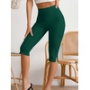 image:imageMakeMeChic Womens Capri Pants High Waisted Elastic Leggings Casual Yoga Going Out Dressy Capri PantsDark Green