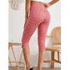 image:imageMakeMeChic Womens Capri Pants High Waisted Elastic Leggings Casual Yoga Going Out Dressy Capri PantsRed and White