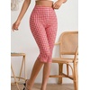 image:imageMakeMeChic Womens Capri Pants High Waisted Elastic Leggings Casual Yoga Going Out Dressy Capri PantsRed and White