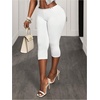 image:imageMakeMeChic Womens Capri Pants High Waisted Elastic Leggings Casual Yoga Going Out Dressy Capri PantsWhite C