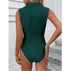 image:imageMakeMeChic Womens Collared Bodysuits Wrap V Neck Sleeveless Dressy Business Casual Blouse TopsDark Green