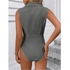 image:imageMakeMeChic Womens Collared Bodysuits Wrap V Neck Sleeveless Dressy Business Casual Blouse TopsGrey