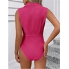 image:imageMakeMeChic Womens Collared Bodysuits Wrap V Neck Sleeveless Dressy Business Casual Blouse TopsHot Pink