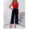 image:imageMakeMeChic Womens Collared Bodysuits Wrap V Neck Sleeveless Dressy Business Casual Blouse TopsRed