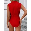 image:imageMakeMeChic Womens Collared Bodysuits Wrap V Neck Sleeveless Dressy Business Casual Blouse TopsRed