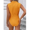 image:imageMakeMeChic Womens Collared Bodysuits Wrap V Neck Sleeveless Dressy Business Casual Blouse TopsYellow
