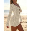 image:imageMakeMeChic Womens Crochet Beach Cover Ups Bathing Suit Swimsuit Coverup Mini DressApricot