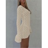 image:imageMakeMeChic Womens Crochet Beach Cover Ups Bathing Suit Swimsuit Coverup Mini DressApricot