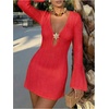 image:imageMakeMeChic Womens Crochet Beach Cover Ups Bathing Suit Swimsuit Coverup Mini DressBright Red