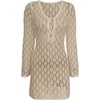 image:imageMakeMeChic Womens Crochet Beach Cover Ups Bathing Suit Swimsuit Coverup Mini DressKhaki