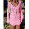 image:imageMakeMeChic Womens Crochet Beach Cover Ups Bathing Suit Swimsuit Coverup Mini DressPink