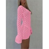 image:imageMakeMeChic Womens Crochet Beach Cover Ups Bathing Suit Swimsuit Coverup Mini DressPink
