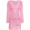 image:imageMakeMeChic Womens Crochet Beach Cover Ups Bathing Suit Swimsuit Coverup Mini DressPink