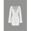image:imageMakeMeChic Womens Crochet Beach Cover Ups Bathing Suit Swimsuit Coverup Mini DressPlain White