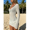 image:imageMakeMeChic Womens Crochet Beach Cover Ups Bathing Suit Swimsuit Coverup Mini DressWhite