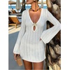 image:imageMakeMeChic Womens Crochet Beach Cover Ups Bathing Suit Swimsuit Coverup Mini DressWhite Solid