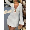 image:imageMakeMeChic Womens Crochet Beach Cover Ups Bathing Suit Swimsuit Coverup Mini DressWhite Solid
