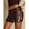 image:imageMakeMeChic Womens Crochet Sequin Saparkly Mini Skirt Beach Cover Up Low Waist Party Y2k Skirts Swimsuit CoverupChocolate Brown