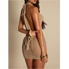 image:imageMakeMeChic Womens Crochet Sequin Saparkly Mini Skirt Beach Cover Up Low Waist Party Y2k Skirts Swimsuit CoverupKhaki