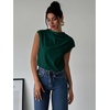 image:imageMakeMeChic Womens Draped Neck Tops Cap Sleeve Mock Neck Keyhole Work Shirt Summer BlouseDark Green