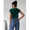 image:imageMakeMeChic Womens Draped Neck Tops Cap Sleeve Mock Neck Keyhole Work Shirt Summer BlouseDark Green