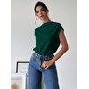 image:imageMakeMeChic Womens Draped Neck Tops Cap Sleeve Mock Neck Keyhole Work Shirt Summer BlouseDark Green