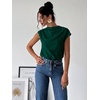 image:imageMakeMeChic Womens Draped Neck Tops Cap Sleeve Mock Neck Keyhole Work Shirt Summer BlouseDark Green