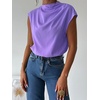 image:imageMakeMeChic Womens Draped Neck Tops Cap Sleeve Mock Neck Keyhole Work Shirt Summer BlousePurple a