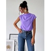 image:imageMakeMeChic Womens Draped Neck Tops Cap Sleeve Mock Neck Keyhole Work Shirt Summer BlousePurple a