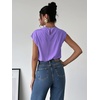 image:imageMakeMeChic Womens Draped Neck Tops Cap Sleeve Mock Neck Keyhole Work Shirt Summer BlousePurple a