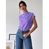 image:imageMakeMeChic Womens Draped Neck Tops Cap Sleeve Mock Neck Keyhole Work Shirt Summer BlousePurple a