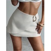 image:imageMakeMeChic Womens Elegant Fall Mini Skirt Wrap A Line Metal Buckle Short SkortsWhite