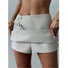 image:imageMakeMeChic Womens Elegant Fall Mini Skirt Wrap A Line Metal Buckle Short SkortsWhite