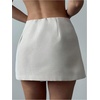 image:imageMakeMeChic Womens Elegant Fall Mini Skirt Wrap A Line Metal Buckle Short SkortsWhite