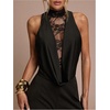 image:imageMakeMeChic Womens Elegant Lace Dressy Jumpsuit Sleeveless Draped Wide Leg Pants Romper One Piece OutfitsBlack
