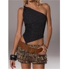 image:imageMakeMeChic Womens Glitter Off The Shoulder Tank Top Sleeveless Fitted Party Club TopsBlack