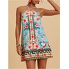 image:imageMakeMeChic Womens Halter Dresses Summer Beach Backless Tropical Vacation Caribbean Outfits Boho Mini DressesMulticolor C