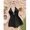 image:imageMakeMeChic Womens Halter Short Rompers Summer One Piece Jumpsuits Backless ShapewearBlack