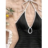 image:imageMakeMeChic Womens Halter Short Rompers Summer One Piece Jumpsuits Backless ShapewearBlack