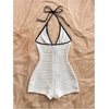 image:imageMakeMeChic Womens Halter Short Rompers Summer One Piece Jumpsuits Backless ShapewearBlack White
