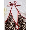 image:imageMakeMeChic Womens Halter Short Rompers Summer One Piece Jumpsuits Backless ShapewearLeopard Print
