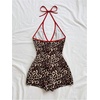 image:imageMakeMeChic Womens Halter Short Rompers Summer One Piece Jumpsuits Backless ShapewearLeopard Print